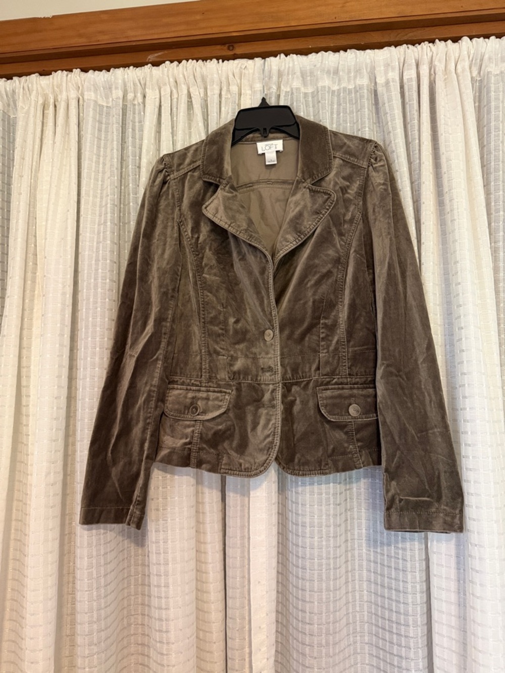 Ann Taylor LOFT Taupe Velvet Blazer